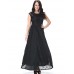 Women's Beach Plus Size / Lace Dress,Solid Round Neck Maxi Sleeveless Black Polyester Spring