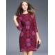 Boutique S Women's Going out Vintage Sheath Dress,Floral Round Neck Above Knee ? Sleeve Red Polyester