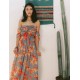 SINCE THEN SIN CE THEN Women's Sexy / Boho Floral Swing Dress,Strapless Maxi Polyester