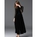  Women's Work Vintage DressSolid Stand Maxi Long Sleeve Black Cotton / Polyester / Nylon