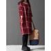 Women's Casual/Cute/Plus Sizes Check Contrast Color Inelastic Long Sleeve Knee-length Loose Dress (Cotton/Linen)