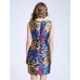  Women's Plus Size / Going out Chinoiserie Sheath DressEmbroidered Round Neck Above Knee Sleeveless