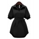 Women's Plus Size Simple Sheath Dress,Solid Shirt Collar Above Knee ? Length Sleeve Red / Black Polyester Summer