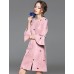 Women's Work Simple Sheath DressEmbroidered Round Neck Above KneeSleeve Pink Polyester