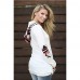 Women's Print White Hoodies , Casual Hooded Long Sleeve