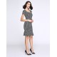 Women's Vintage / Simple Houndstooth Ruffle Slim Fishtail Plus Size / Sheath Dress,Square Neck Knee-length