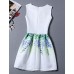 Women's Cute Floral A Line Dress,Round Neck Mini Polyester