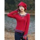 Our Story Going out Vintage Regular PulloverPaisley Red / Purple Round Neck Long Sleeve Cotton Spring