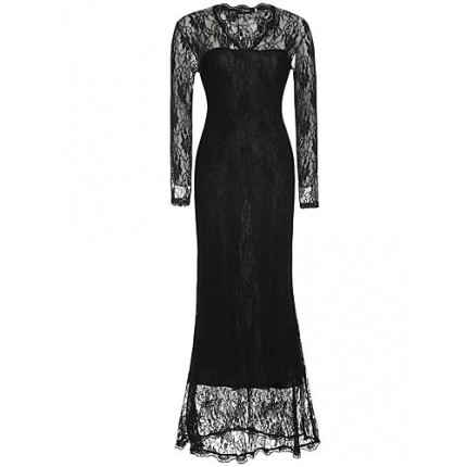 Women's Sexy Casual Party V Neck Lace Maxi Dress