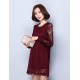 Casual/Daily / Plus Size Street chic Shift Dress,Solid Round Neck Above Knee Long Sleeve Red / White / Black Polyester Spring Mid Rise